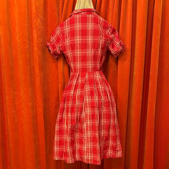Lindy Bop Red Checkered Midi Dress - Picture 4 of 6